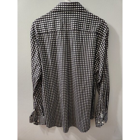 Bugatchi Shaped Fit Long Sleeves Black And White Men Shirt Medium - Picture 5 of 9
